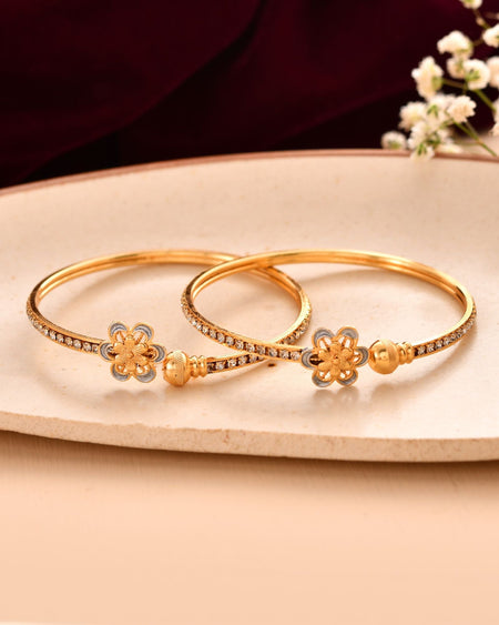 Jewels Nest Gold Plated Floral Stone Bangles Set For Women – Elegant Festive & Party Wear