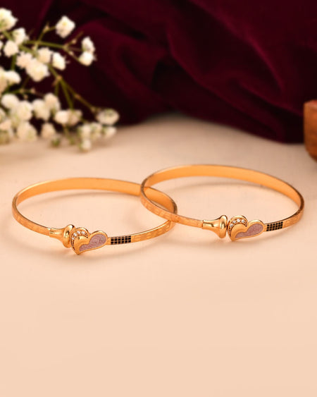 Jewels Nest Gold Plated Heart Design Bangles Set For Women – Elegant Party & Festive Wear