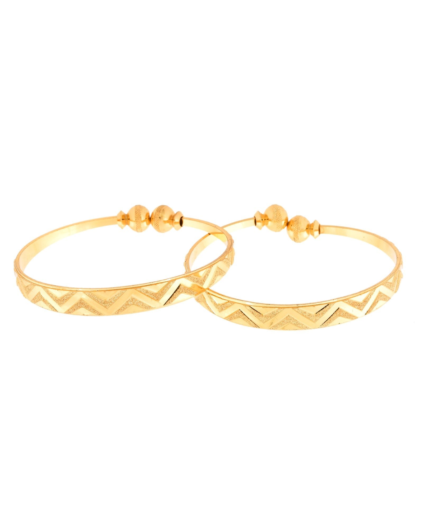 Jewels Nest Gold Plated Zig Zag Design Bangles For Women | Stylish & Lightweight Pair - Distacart
