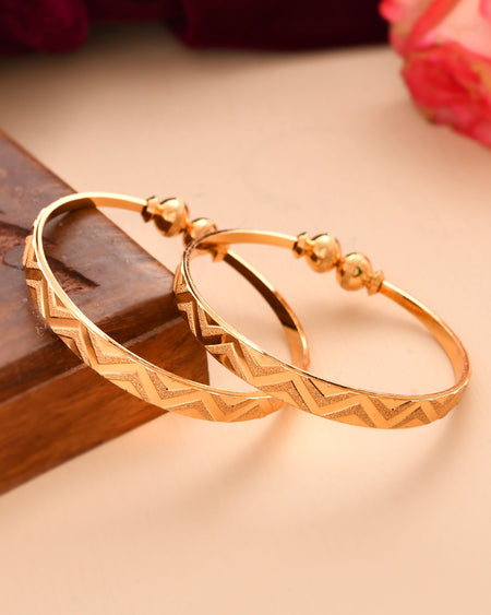 Jewels Nest Gold Plated Zig Zag Design Bangles For Women | Stylish & Lightweight Pair