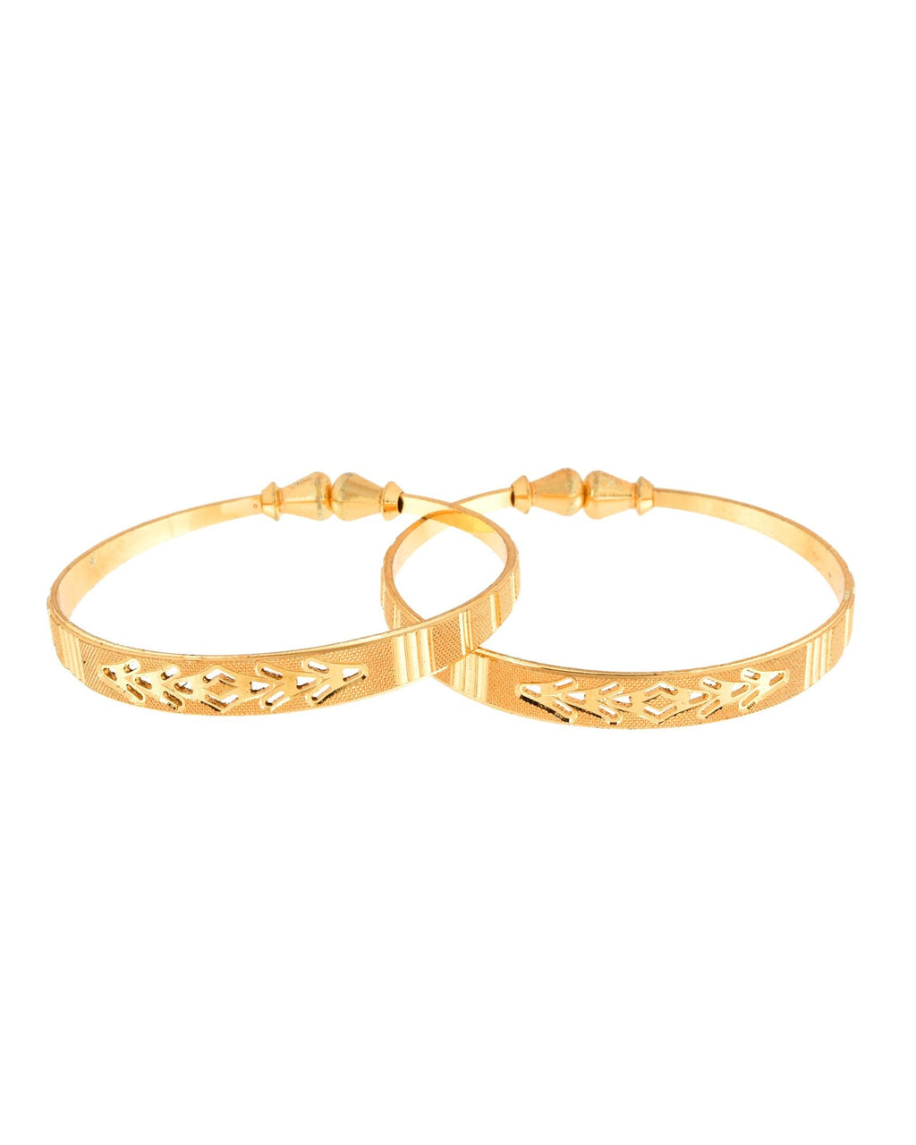 Jewels Nest Gold Plated Engraved Pattern Bangles For Women | Elegant Traditional Design Pair - Distacart