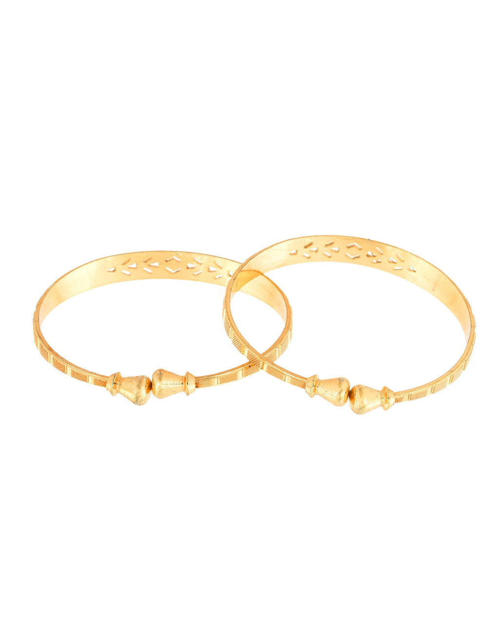 Jewels Nest Gold Plated Engraved Pattern Bangles For Women | Elegant Traditional Design Pair - Distacart
