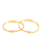 Jewels Nest Gold Plated Engraved Pattern Bangles For Women | Elegant Traditional Design Pair - Distacart