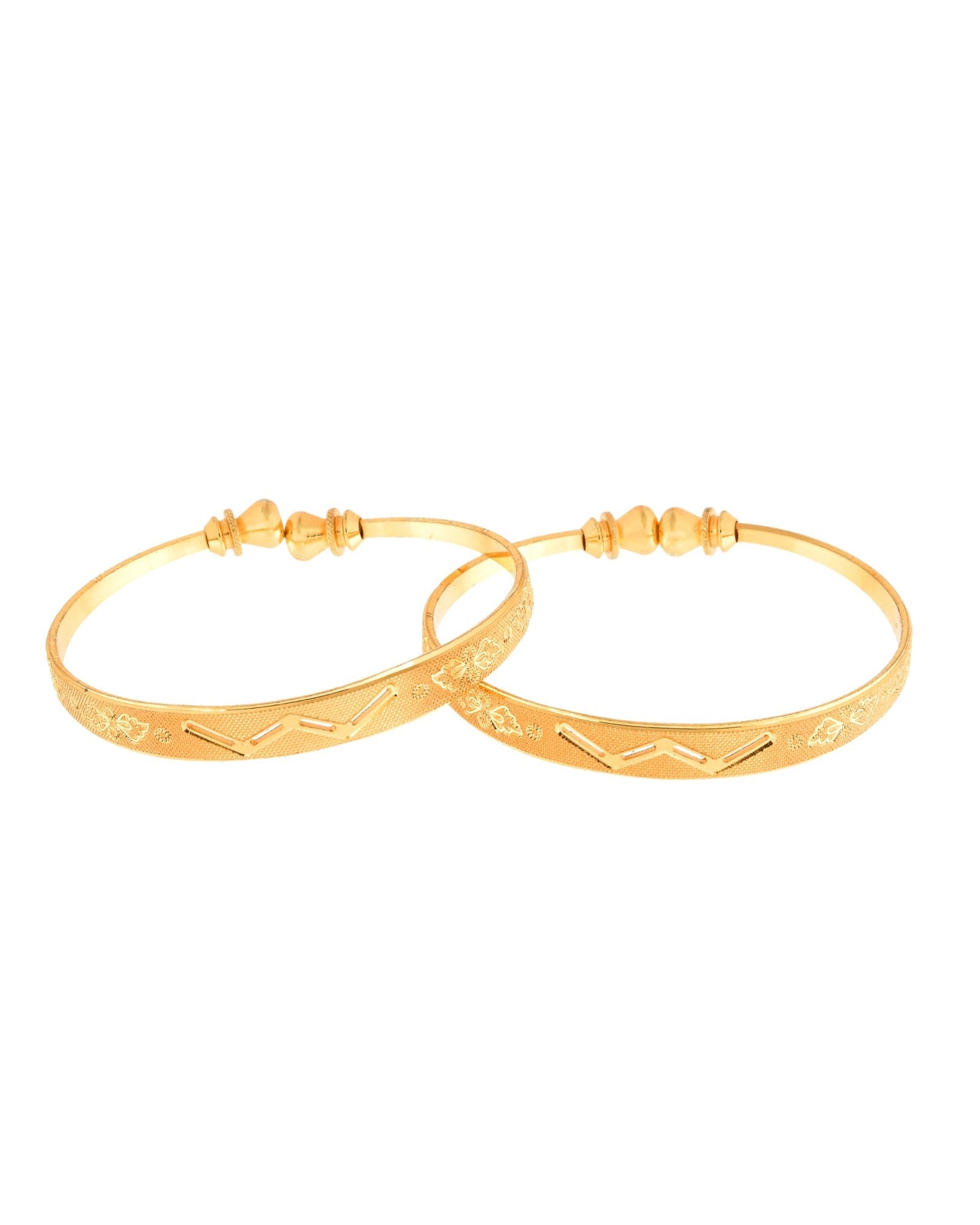 Jewels Nest Gold Plated Floral Engraved Bangles For Women | Classic Daily Wear Design Pair - Distacart