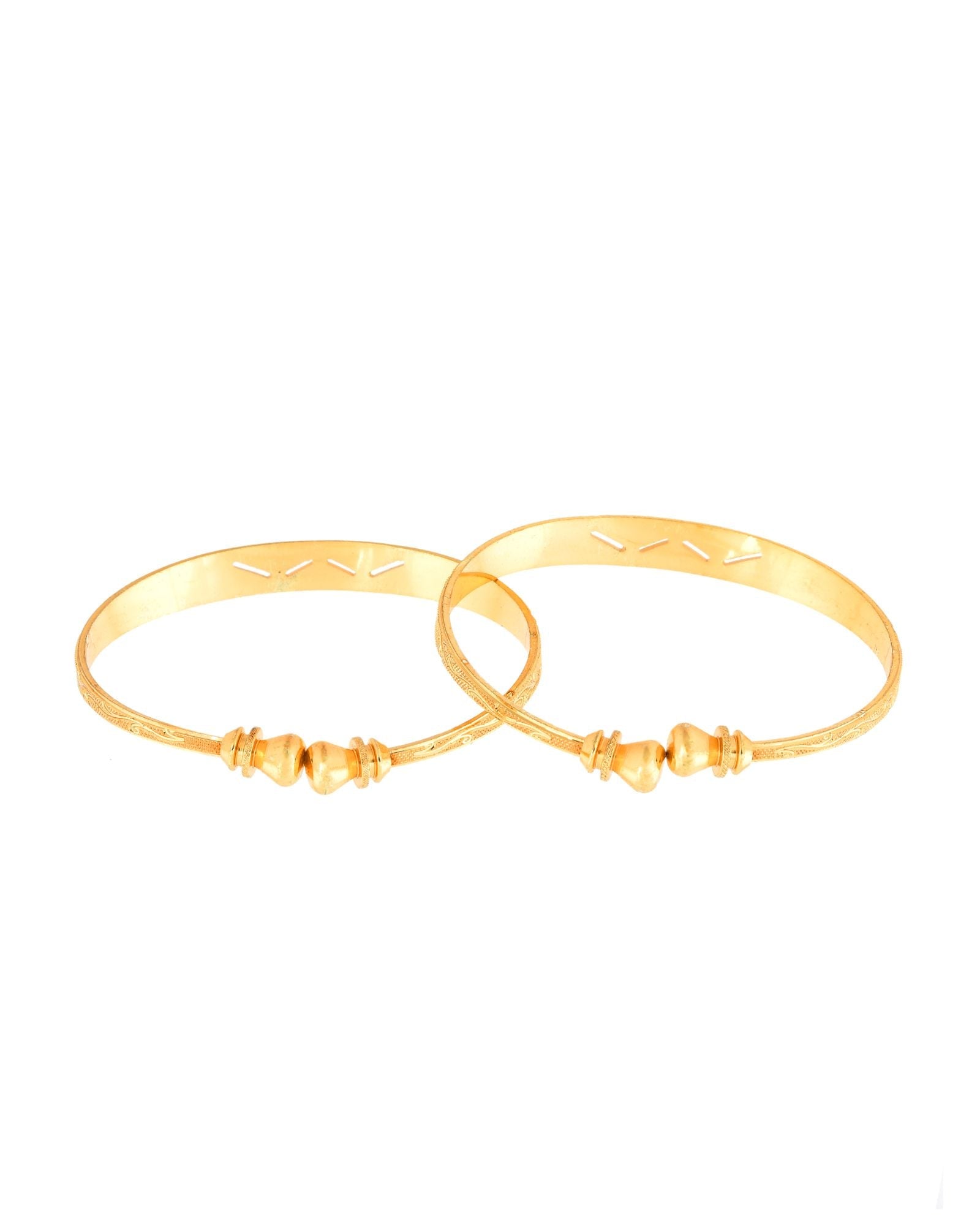 Jewels Nest Gold Plated Floral Engraved Bangles For Women | Classic Daily Wear Design Pair - Distacart
