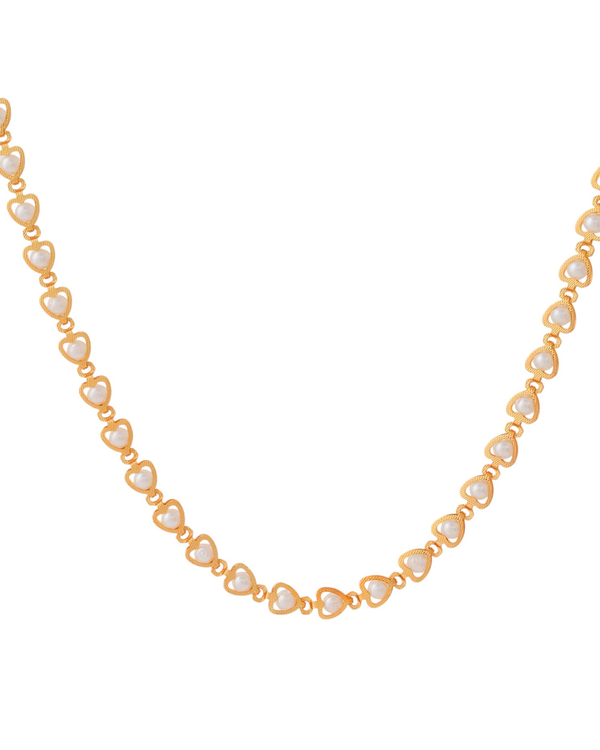 Jewels Nest Elegant Gold-Polished Pearl Chain for Women & Girls – Traditional Jewelry