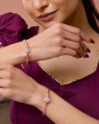 Jewels Nest Rose Gold Plated Floral Stone Bangles For Women | Elegant Daily Wear Pair - Distacart