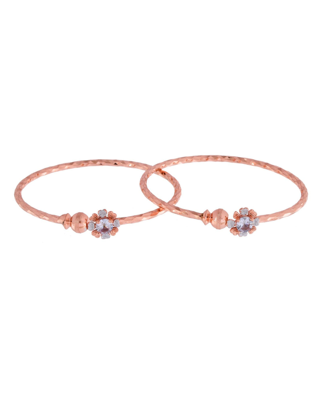 Jewels Nest Rose Gold Plated Floral Stone Bangles For Women | Elegant Daily Wear Pair - Distacart