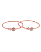 Jewels Nest Rose Gold Plated Floral Stone Bangles For Women | Elegant Daily Wear Pair - Distacart