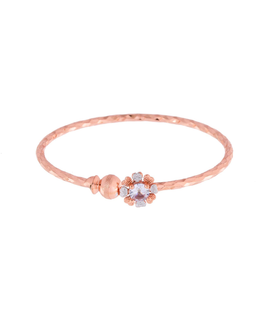 Jewels Nest Rose Gold Plated Floral Stone Bangles For Women | Elegant Daily Wear Pair - Distacart