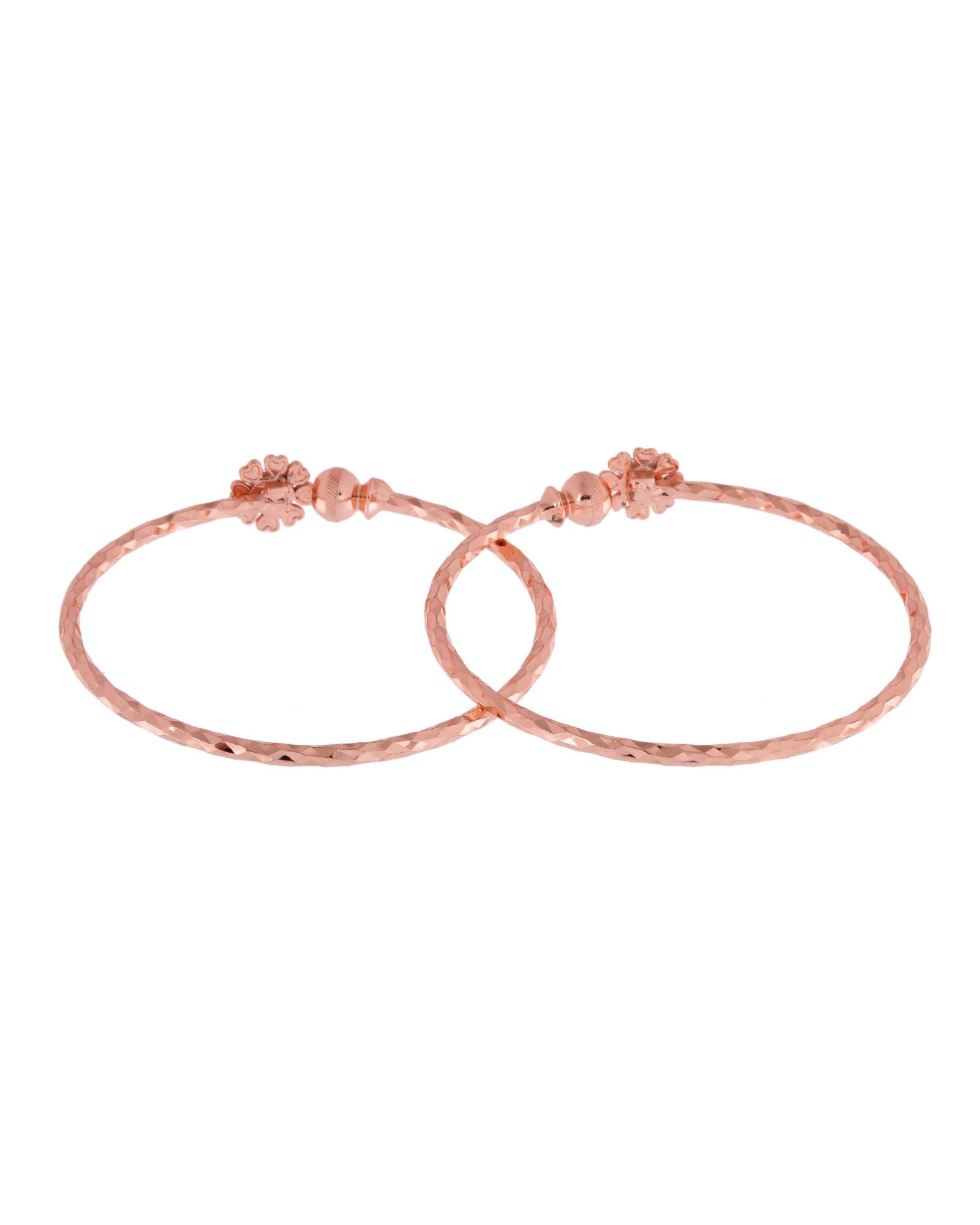 Jewels Nest Rose Gold Plated Floral Stone Bangles For Women | Elegant Daily Wear Pair - Distacart