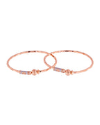 Jewels Nest Rose Gold Textured Finish Bangles For Women | Minimal Daily Wear Pair - Distacart