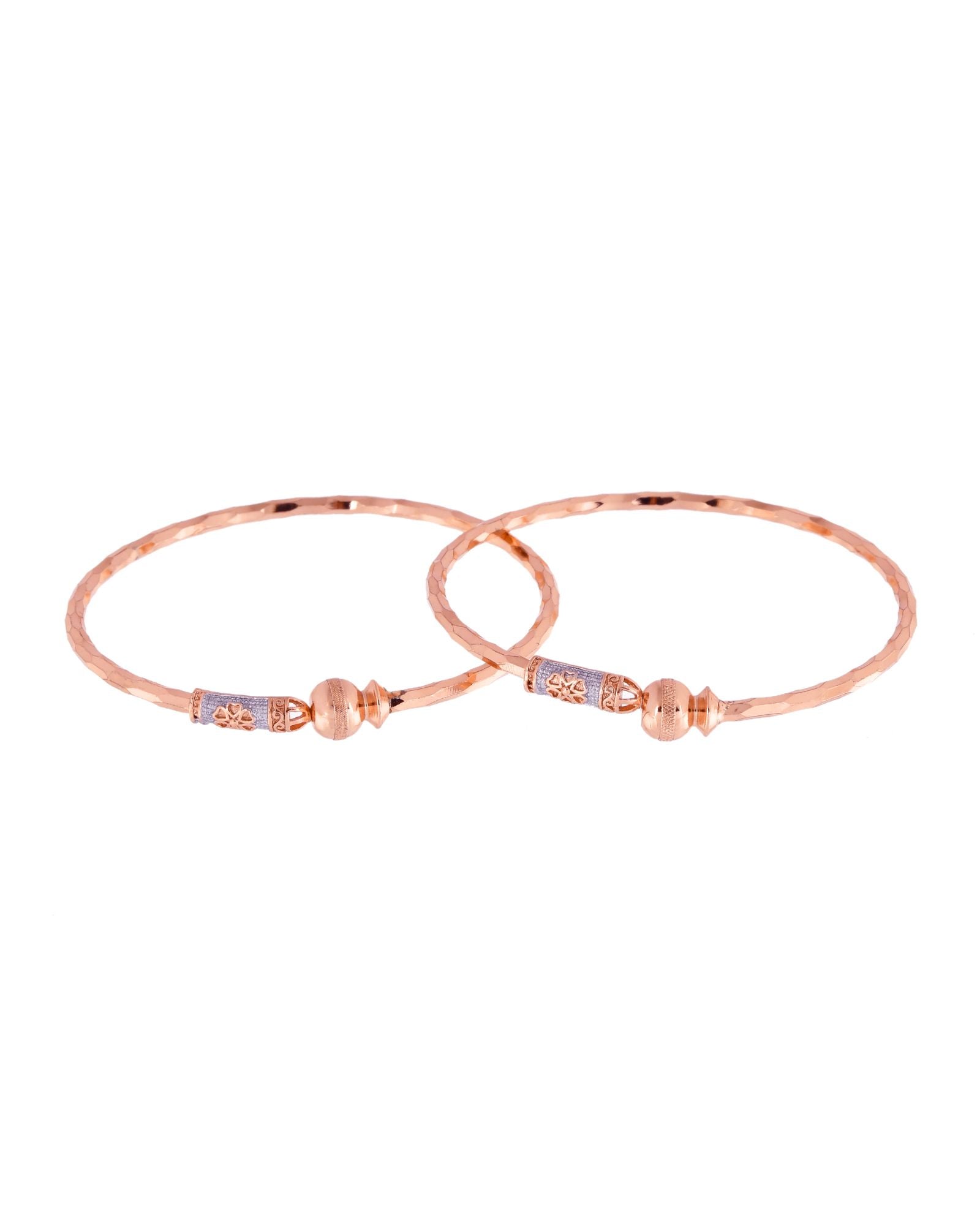 Jewels Nest Rose Gold Textured Finish Bangles For Women | Minimal Daily Wear Pair - Distacart
