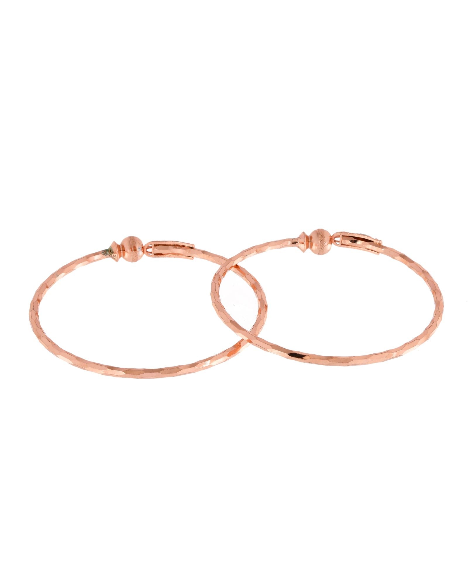 Jewels Nest Rose Gold Textured Finish Bangles For Women | Minimal Daily Wear Pair - Distacart