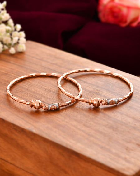 Jewels Nest Rose Gold Textured Finish Bangles For Women | Minimal Daily Wear Pair