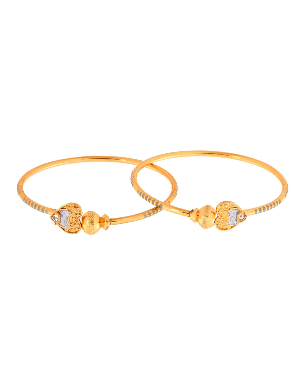 Jewels Nest Gold Finish Heart Motif Bangles For Women | Elegant Daily Wear Pair - Distacart