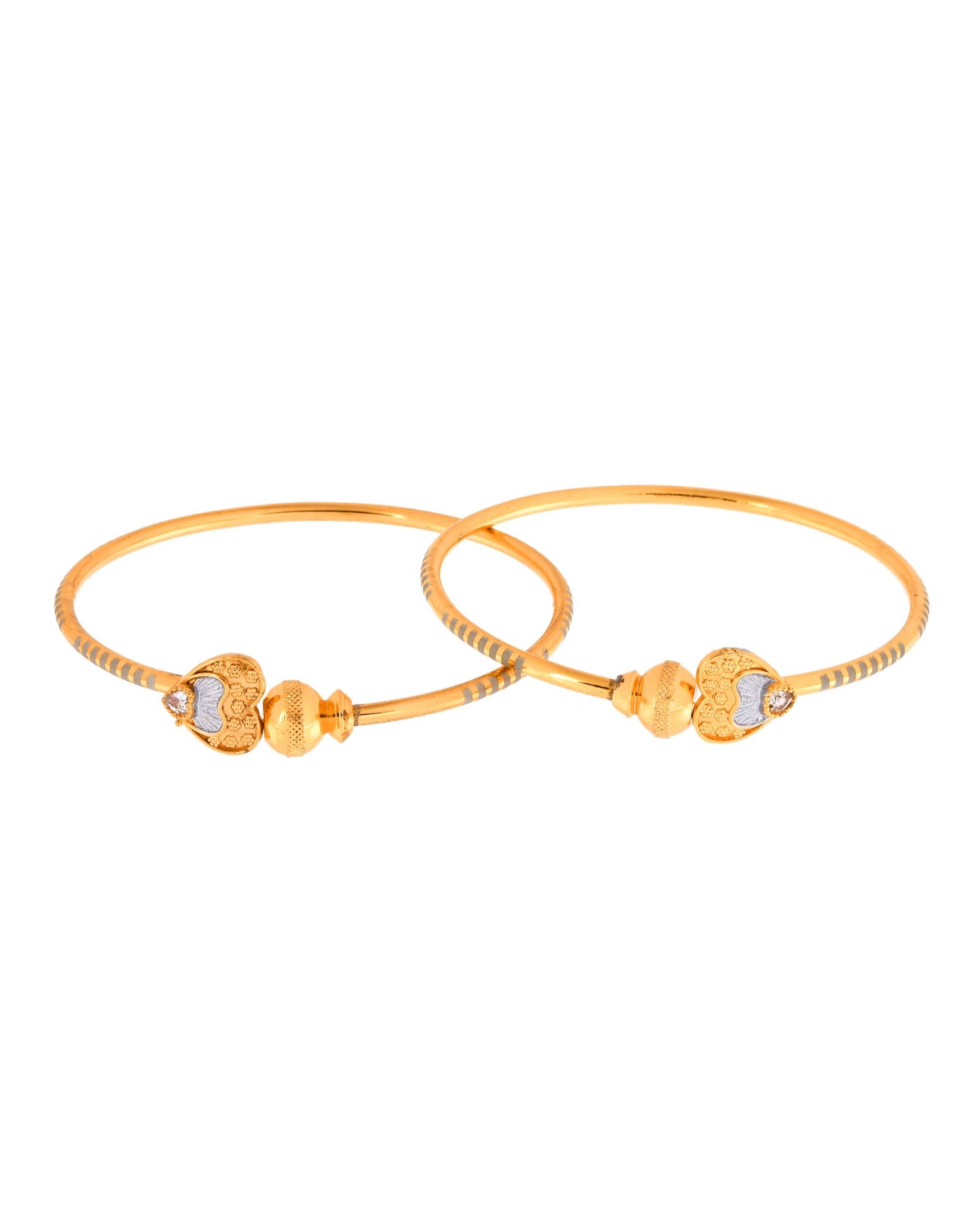 Jewels Nest Gold Finish Heart Motif Bangles For Women | Elegant Daily Wear Pair - Distacart