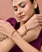 Jewels Nest Gold Finish Filigree Design Bangles For Women | Traditional Designer Pair - Distacart