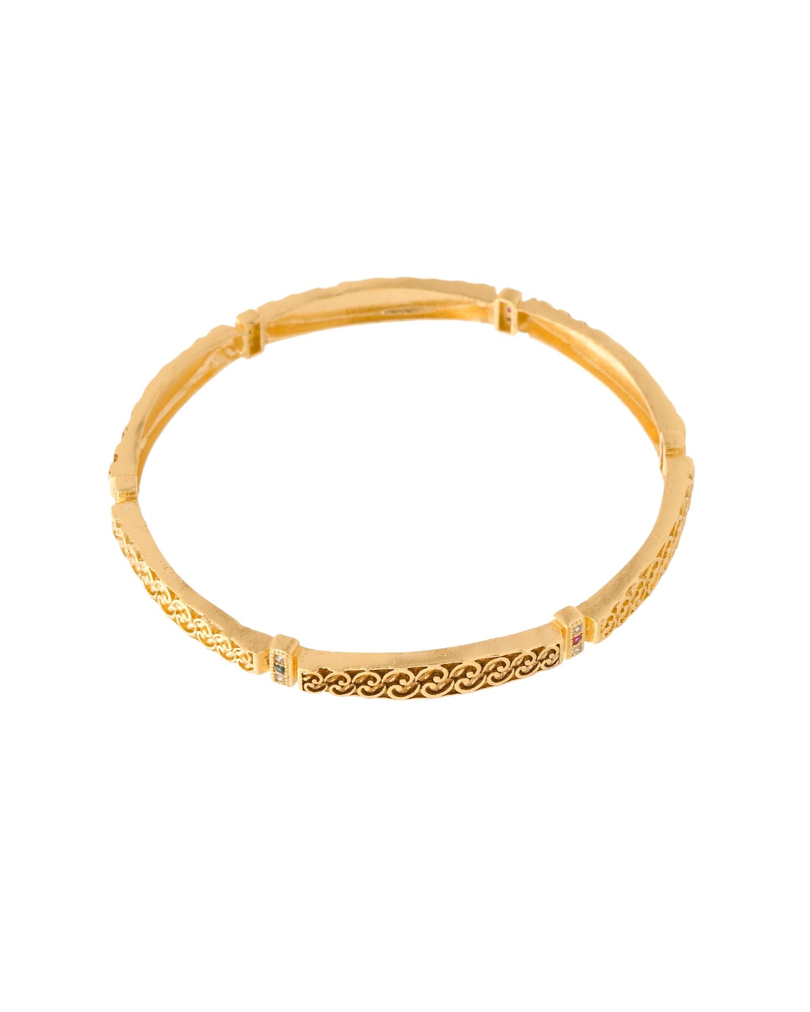 Jewels Nest Gold Finish Filigree Design Bangles For Women | Traditional Designer Pair - Distacart