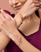 Jewels Nest Gold Finish Floral Stone Bangles For Women | Traditional Designer Pair