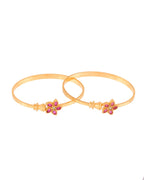 Jewels Nest Gold Finish Floral Stone Bangles For Women | Traditional Designer Pair