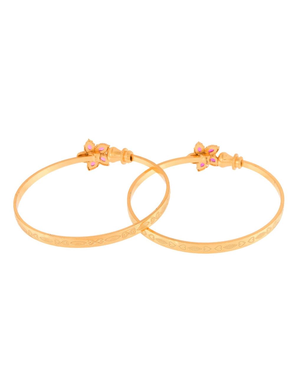 Jewels Nest Gold Finish Floral Stone Bangles For Women | Traditional Designer Pair