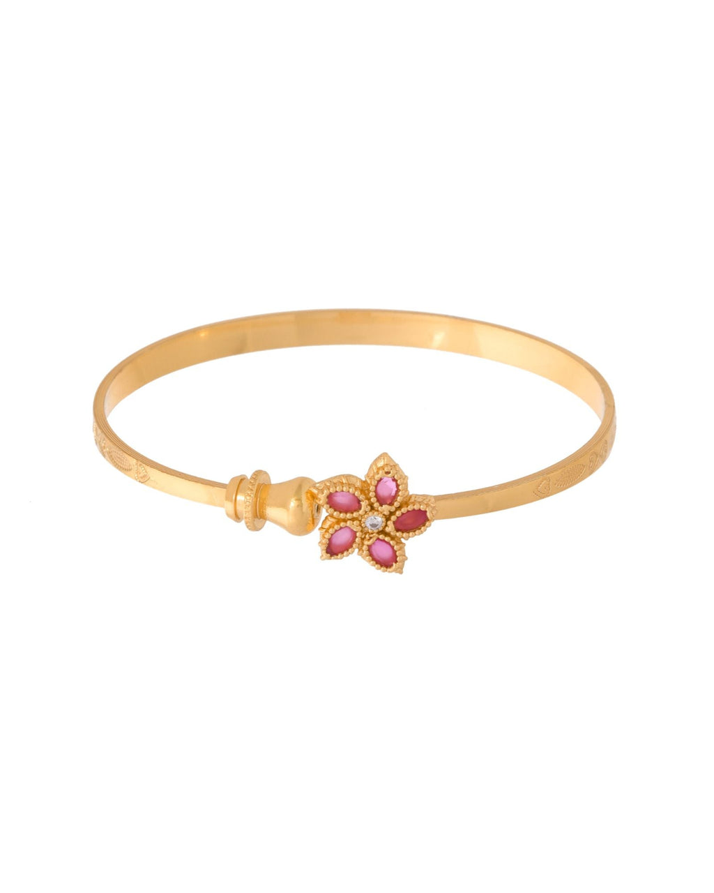 Jewels Nest Gold Finish Floral Stone Bangles For Women | Traditional Designer Pair