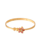 Jewels Nest Gold Finish Floral Stone Bangles For Women | Traditional Designer Pair