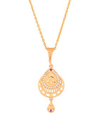 Jewels Nest Gold Finish Teardrop Pendant Necklace Set With Stone Stud Earrings For Women