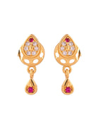 Jewels Nest Gold Finish Teardrop Pendant Necklace Set With Stone Stud Earrings For Women