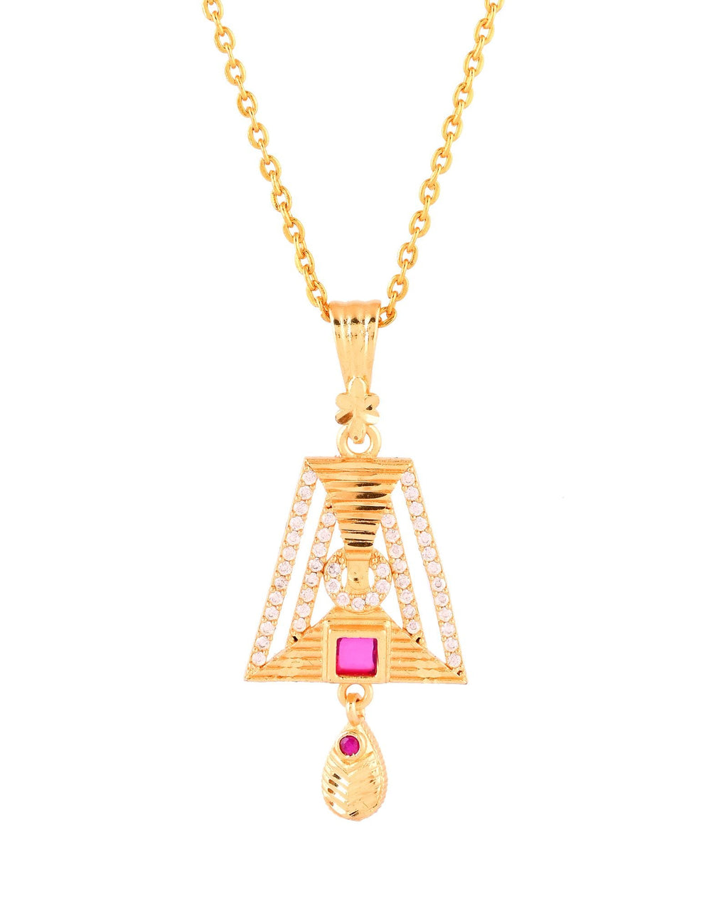 Jewels Nest Gold-Plated Geometric Pendant Necklace Set With Stone Stud Earrings For Women