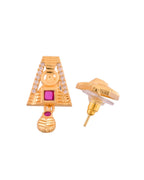 Jewels Nest Gold-Plated Geometric Pendant Necklace Set With Stone Stud Earrings For Women