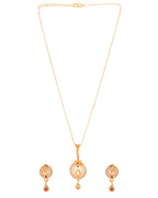 Jewels Nest Gold-Plated Circular Pendant Necklace With Matching Stud Earrings For Women