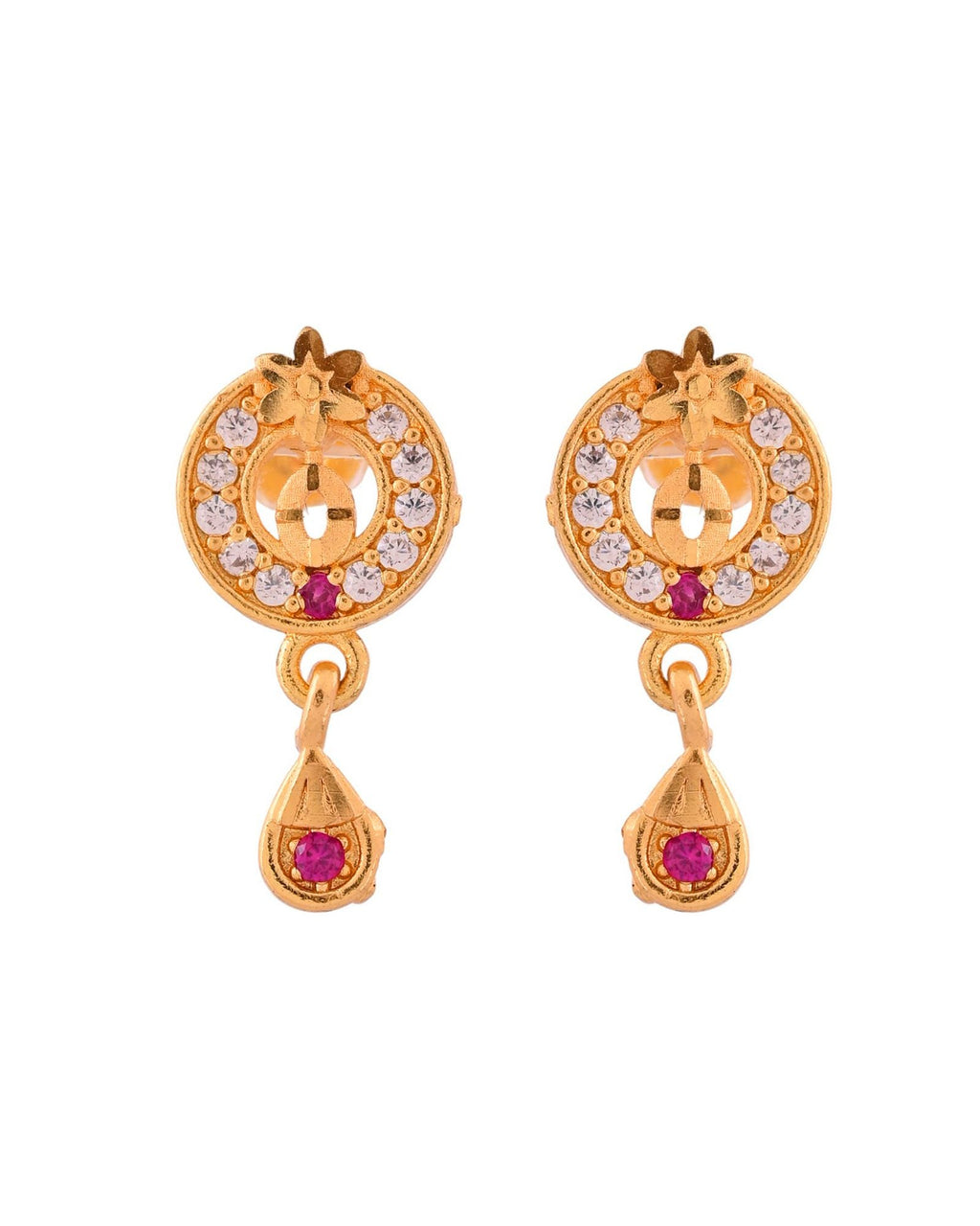 Jewels Nest Gold-Plated Circular Pendant Necklace With Matching Stud Earrings For Women