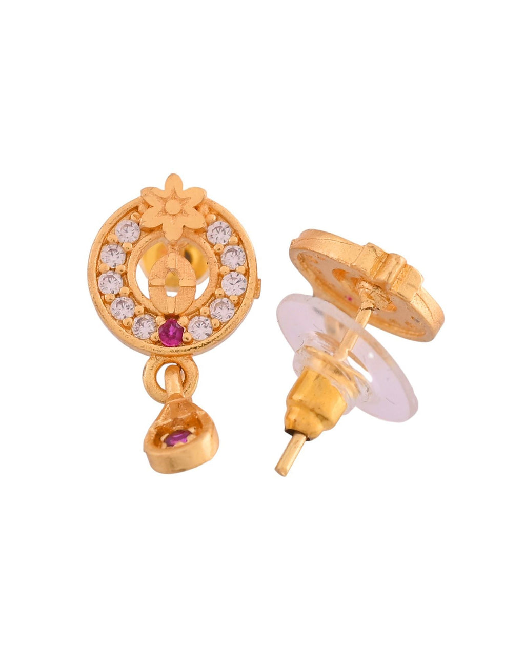Jewels Nest Gold-Plated Circular Pendant Necklace With Matching Stud Earrings For Women