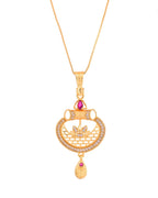Jewels Nest Gold-Plated Traditional Pendant Necklace Set With Matching Earrings For Women