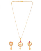 Jewels Nest Gold-Plated Traditional Pendant Necklace Set With Matching Earrings For Women