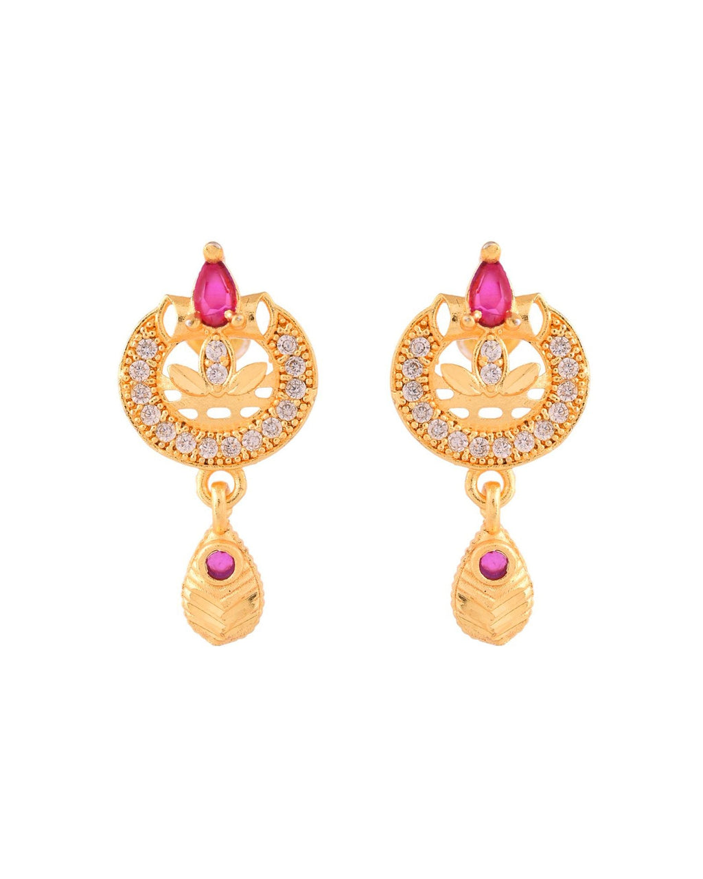 Jewels Nest Gold-Plated Traditional Pendant Necklace Set With Matching Earrings For Women