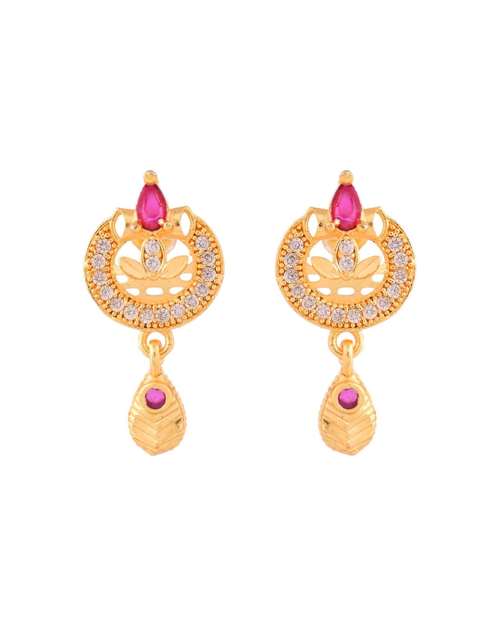 Jewels Nest Gold-Plated Traditional Pendant Necklace Set With Matching Earrings For Women