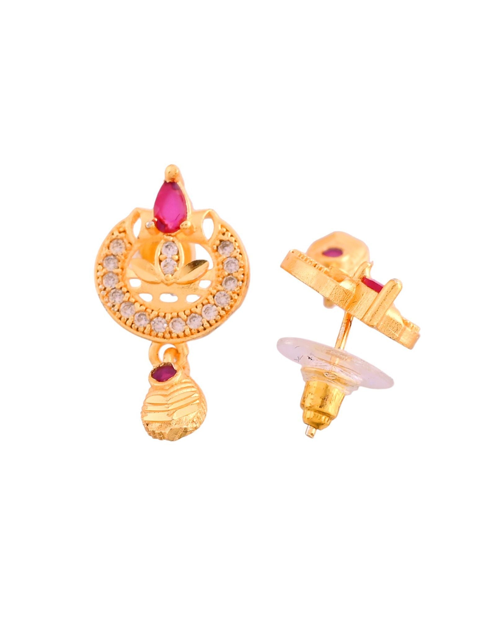 Jewels Nest Gold-Plated Traditional Pendant Necklace Set With Matching Earrings For Women