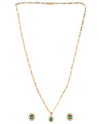 Jewels Nest Elegant Gold-Polished Green Stone Earring & Pendant Set – Royal Jewelry for Women