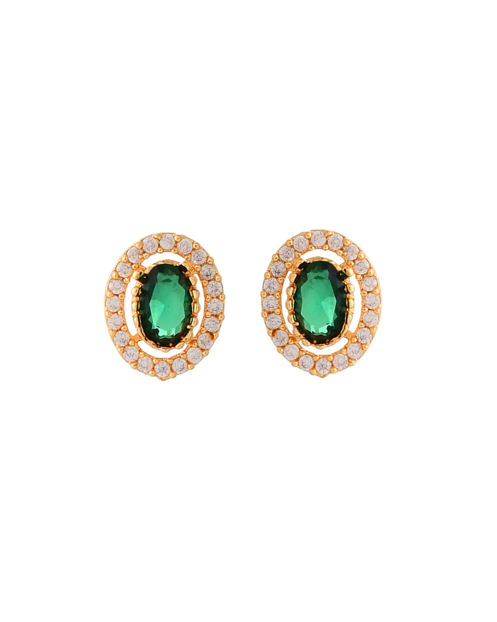 Jewels Nest Elegant Gold-Polished Green Stone Earring & Pendant Set – Royal Jewelry for Women