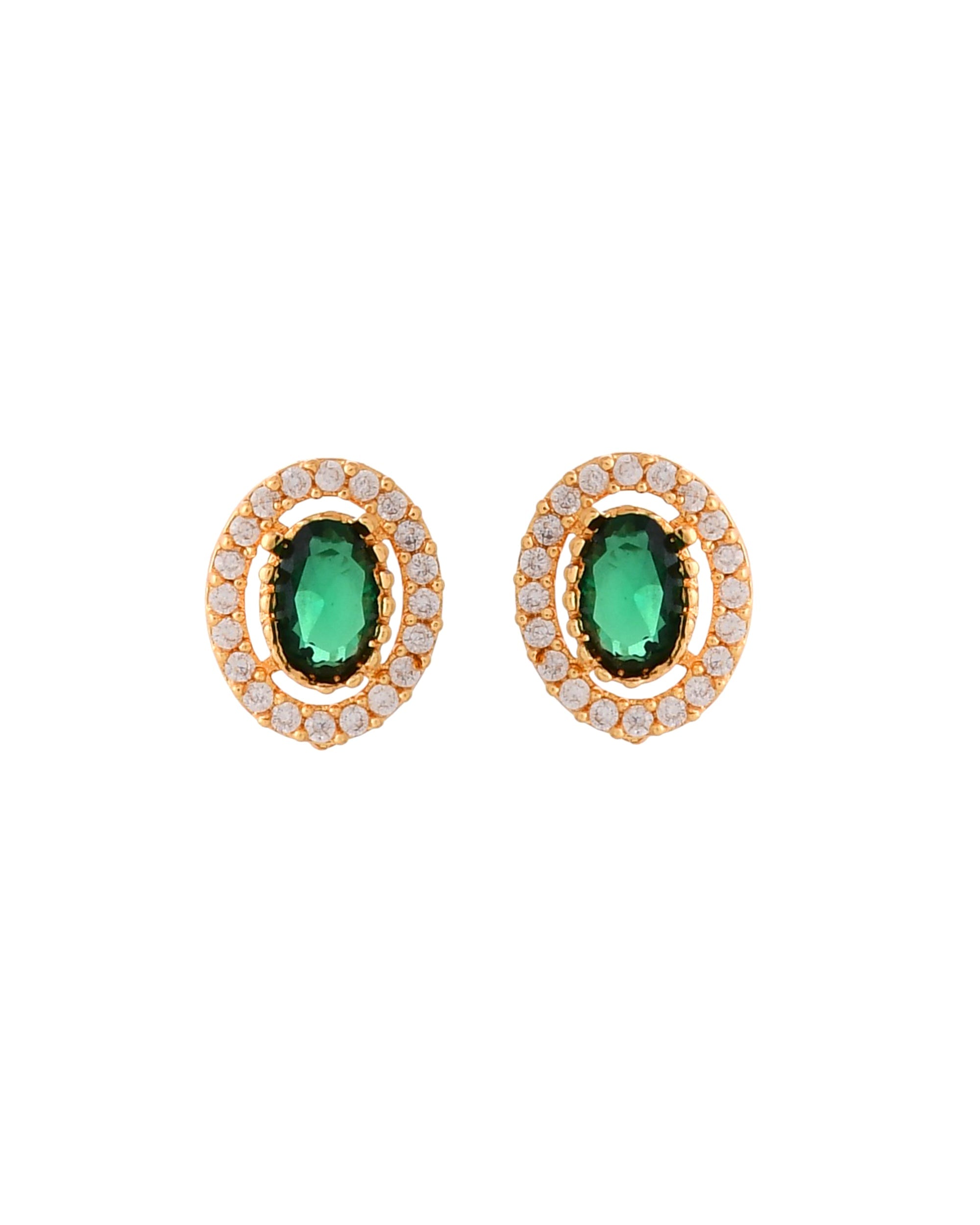 Jewels Nest Elegant Gold-Polished Green Stone Earring & Pendant Set – Royal Jewelry for Women