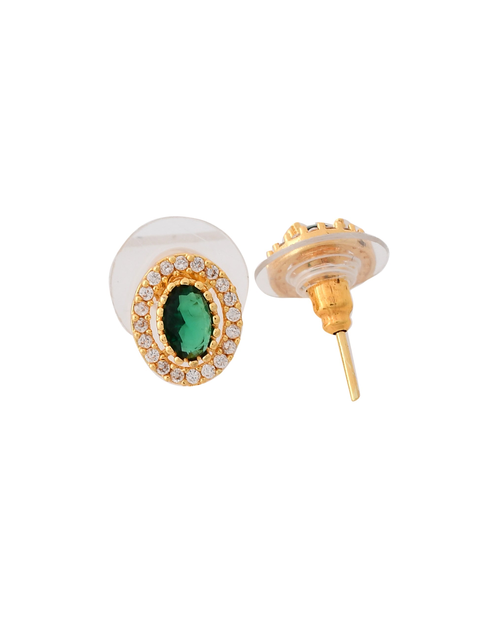 Jewels Nest Elegant Gold-Polished Green Stone Earring & Pendant Set – Royal Jewelry for Women