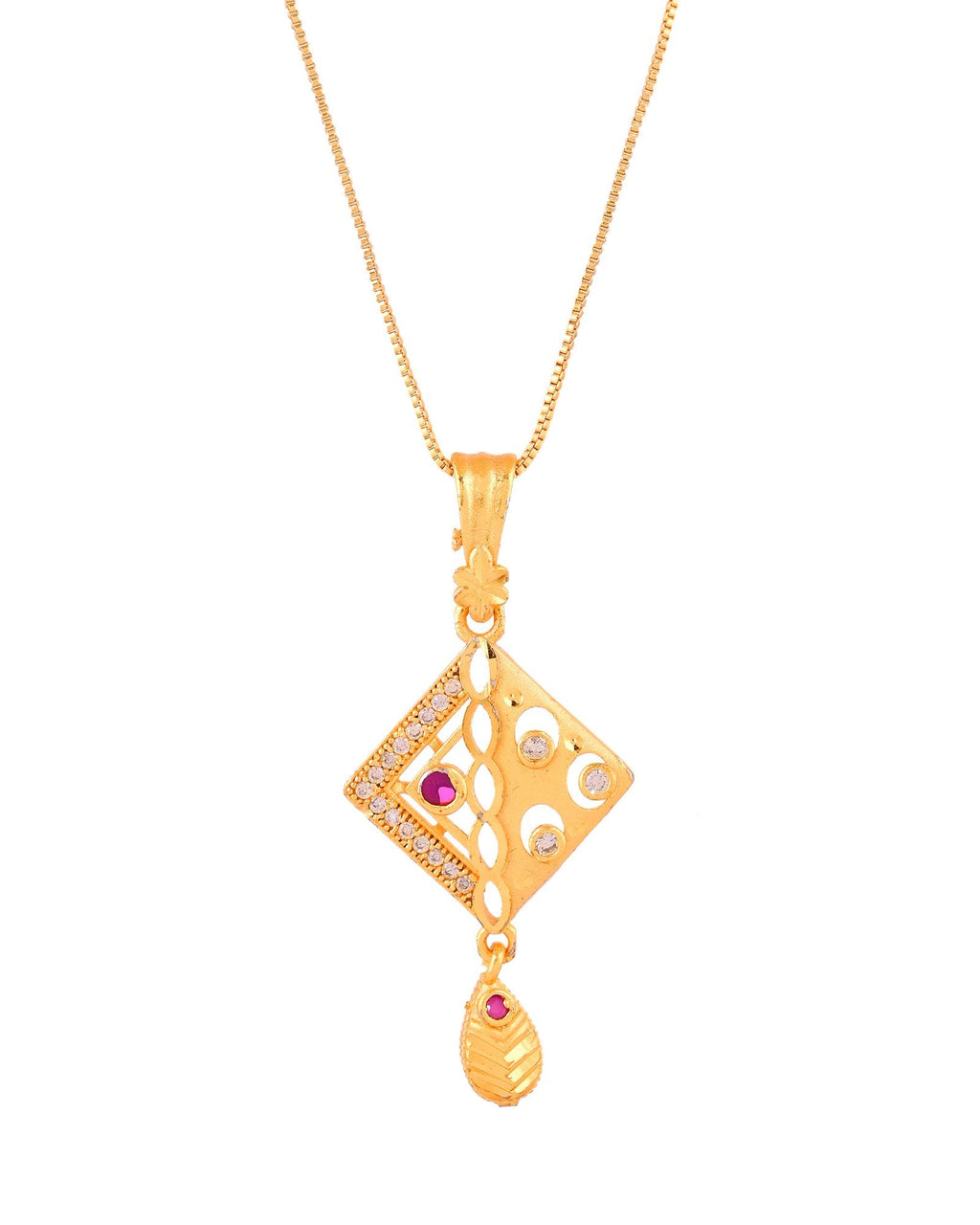 Jewels Nest Gold-Plated Square Pendant Necklace Set With Matching Earrings For Women