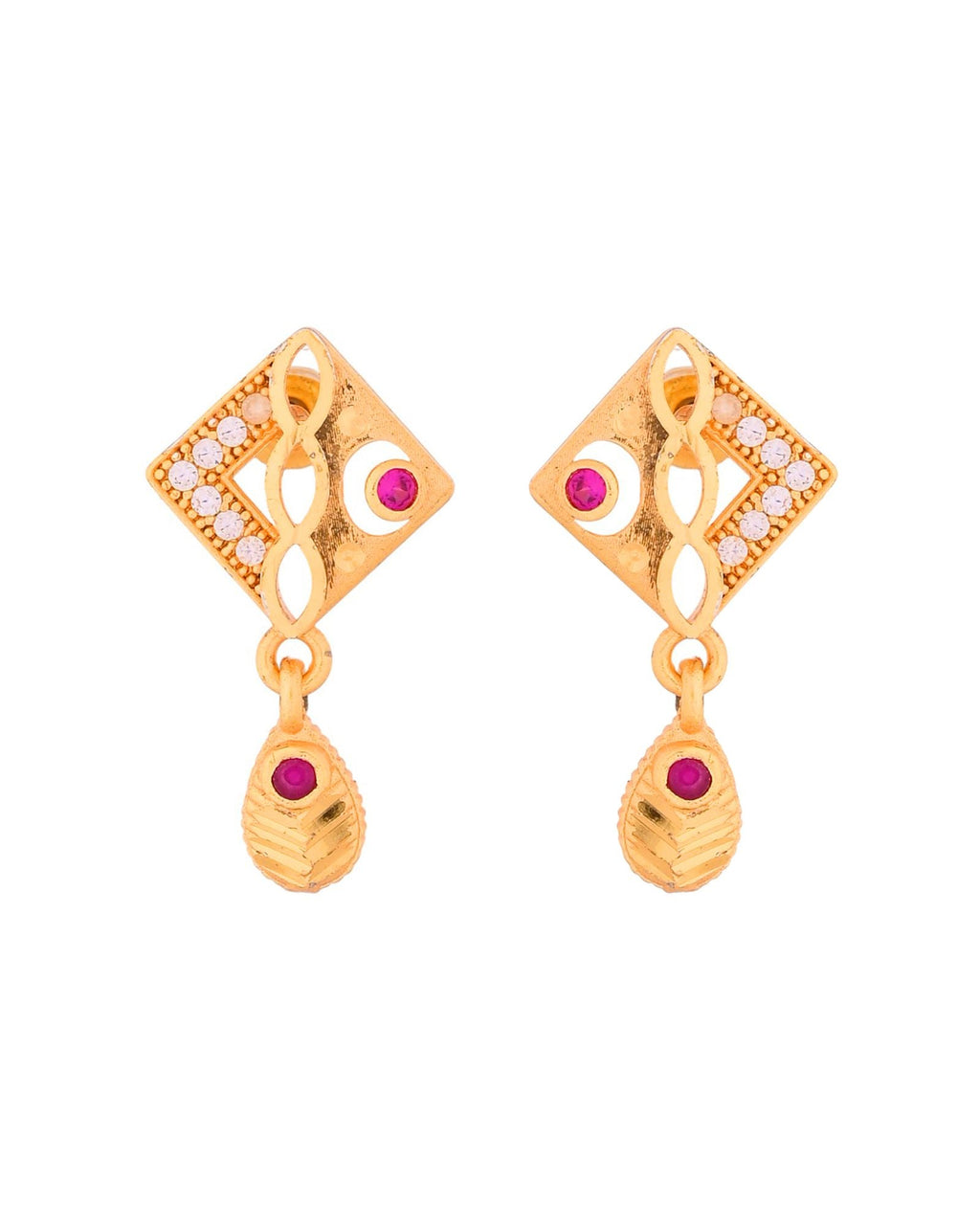 Jewels Nest Gold-Plated Square Pendant Necklace Set With Matching Earrings For Women