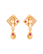 Jewels Nest Gold-Plated Square Pendant Necklace Set With Matching Earrings For Women
