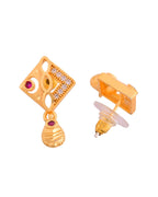 Jewels Nest Gold-Plated Square Pendant Necklace Set With Matching Earrings For Women