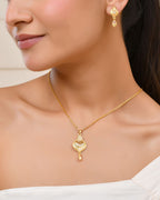 Jewels Nest Gold-Plated Floral Pendant Necklace Set With Matching Drop Earrings For Women
