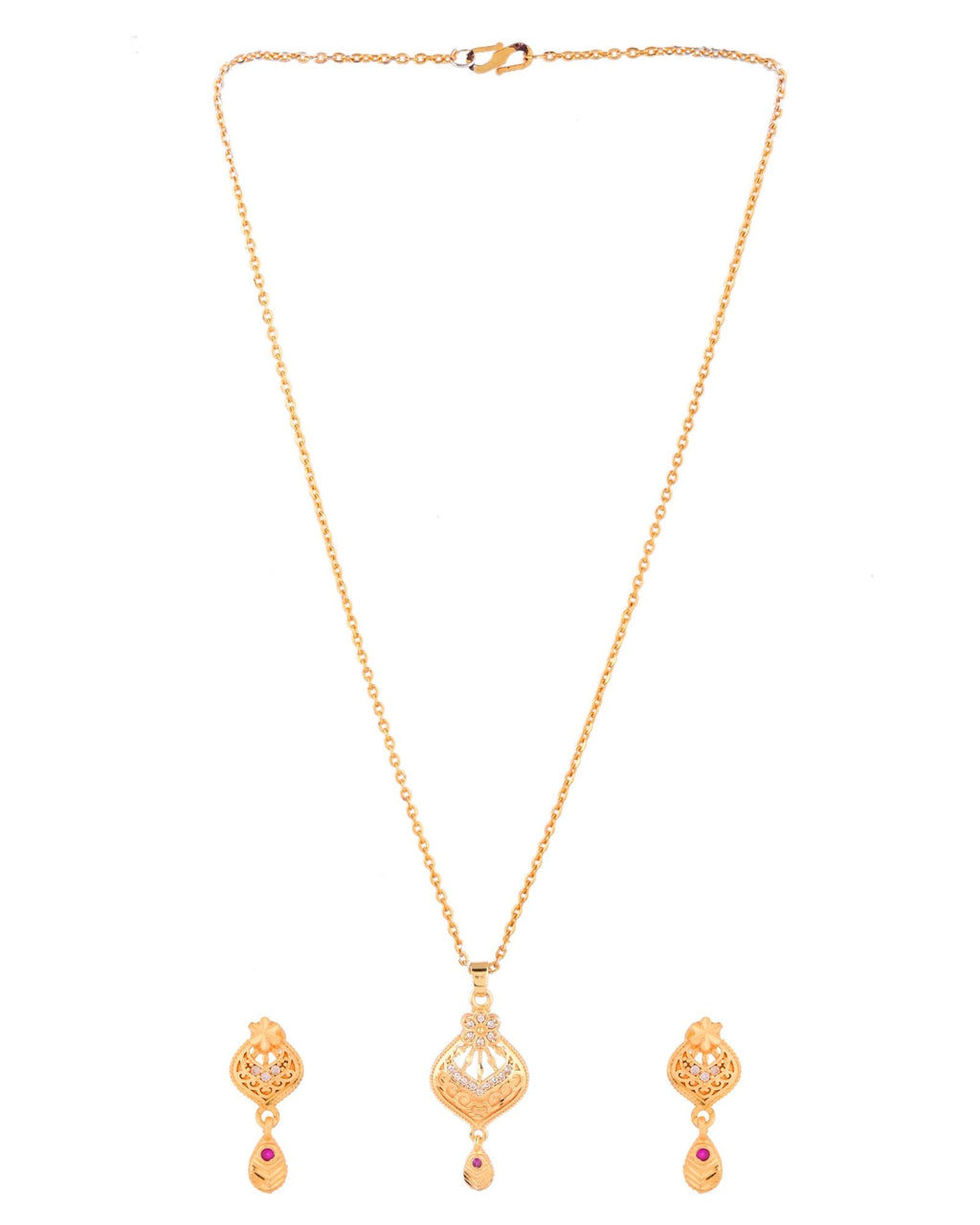 Jewels Nest Gold-Plated Floral Pendant Necklace Set With Matching Drop Earrings For Women